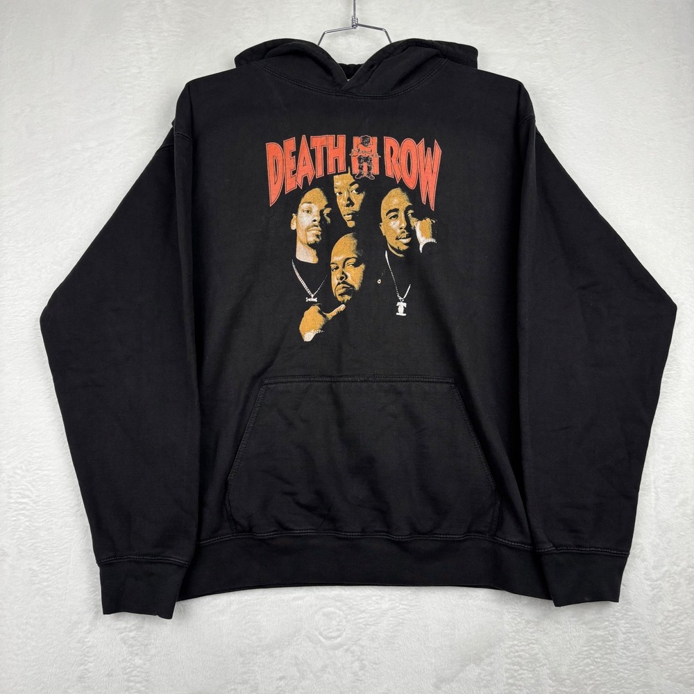 Death Row Records Snoop Dogg 2Pac Dr Dre Hoodie Black Mens Large CA3-99
